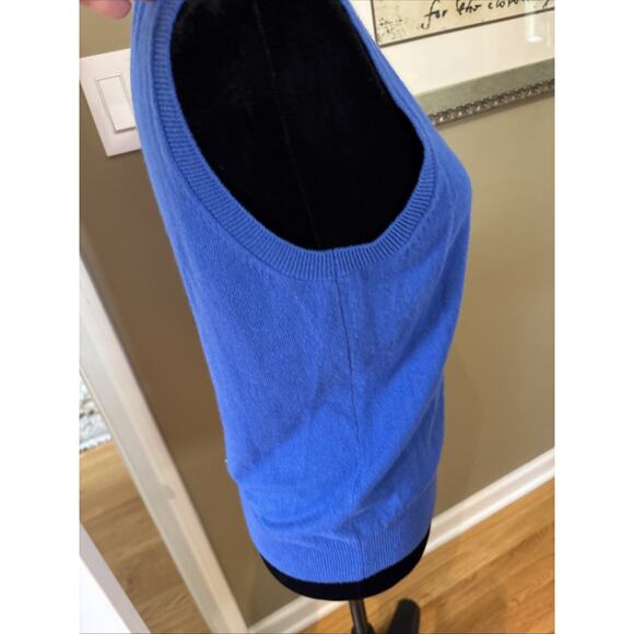 Talbots Sweater Womens sz M Cashmere Pullover Sleeveless Knit Vest New royal blu - Picture 4 of 8